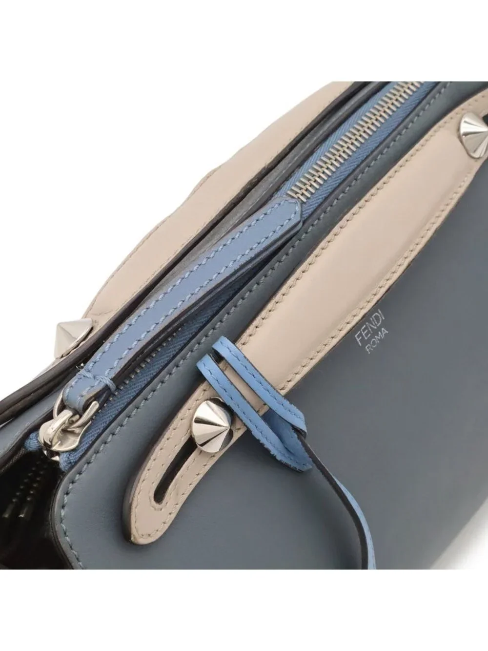 Fendi by the Way Medium 2-Way Shoulder Bag Tricolor Leather Blue Gray